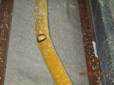 Screw hole through unprotected gas line — active gas leak